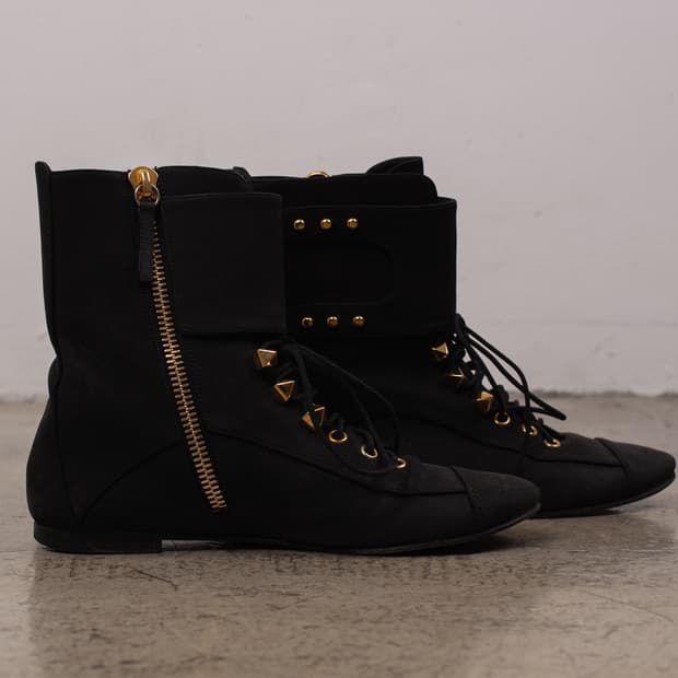 GIUSEPPE ZANOTTI ANKLE STUD FLAT BOOTS