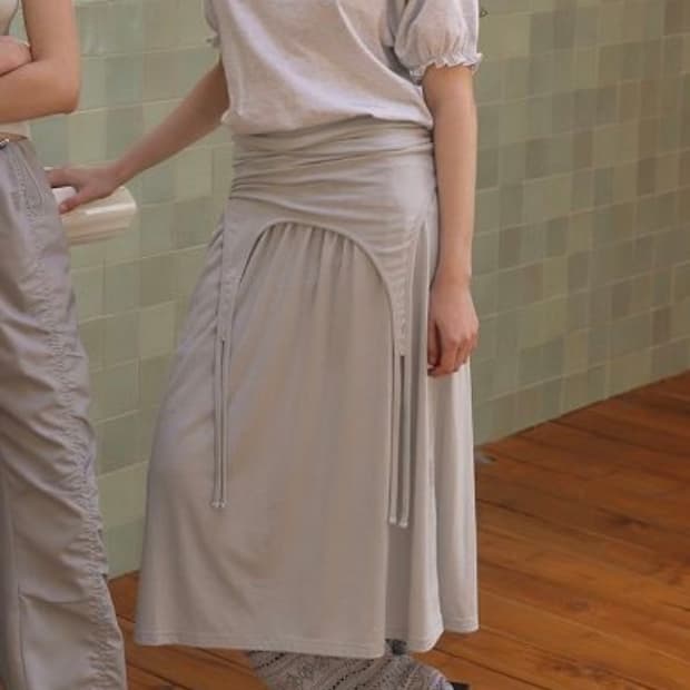Ouro 스커트 SHIRRING TIE SKIRT [MOSS]