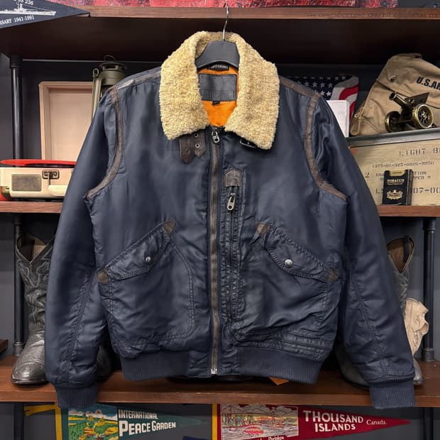 90s 레드스킨 나일론쉘 B-15 플라이트 자켓 윈드플랩 쉐르파 N613