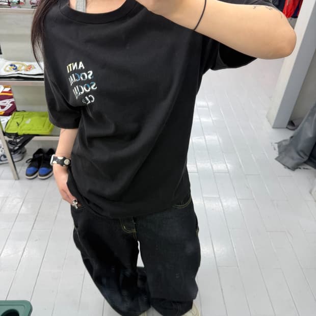 안티 소셜 소셜 클럽 오리지널 로고 블랙 반팔 티셔츠