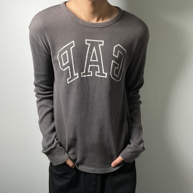 GAP 갭 차콜 그레이 와플 롱슬리브 티셔츠 S