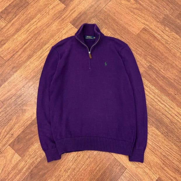 S(95) 폴로 랄프로렌 퍼플 반집업 니트 