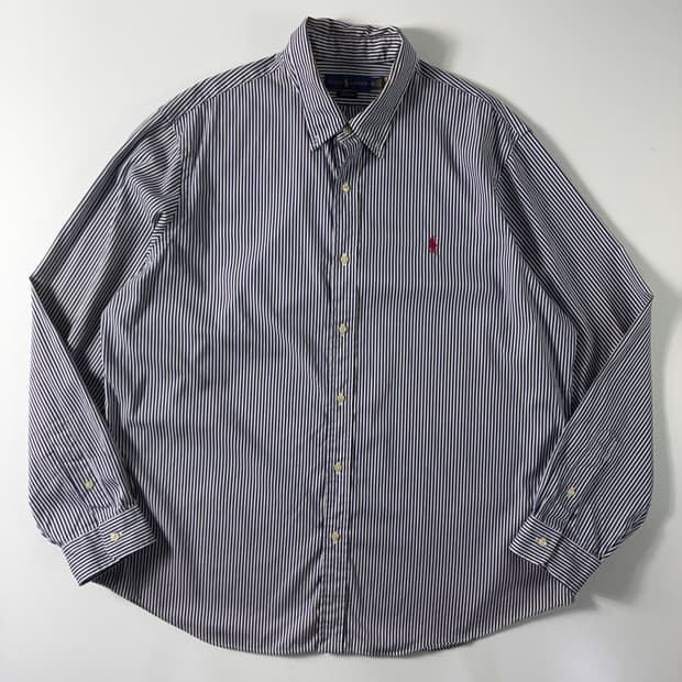 Polo 폴로 랄프로렌 현행 QR 블루 스트라이프 셔츠