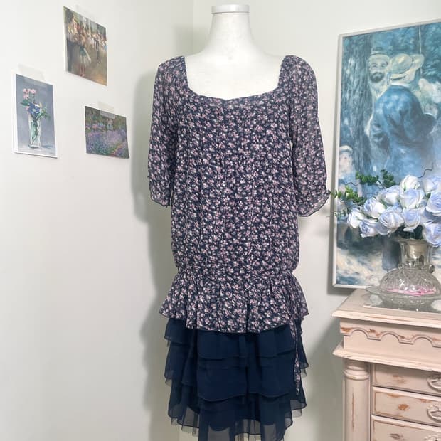 navy flower ruffle fairy 2pcs set