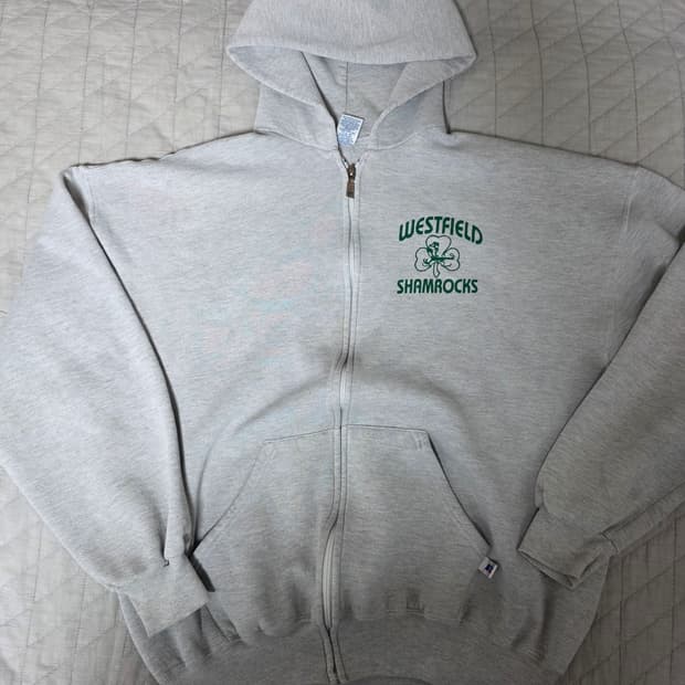 [XL]90s USA 러셀 애슬레틱 후드집업 라이트그레이 ver. 로고