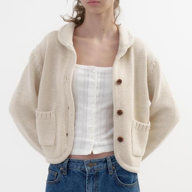 헤더먼트 prestige knitted jacket 니트 자켓 크림