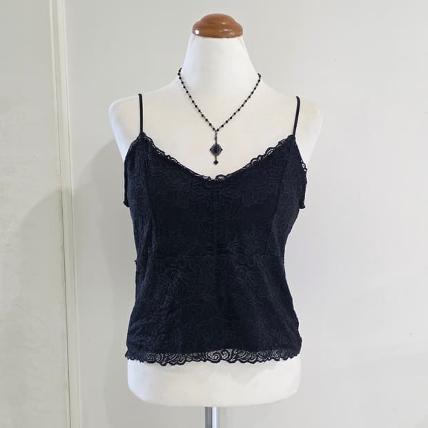 GU 일본빈티지)블랙 레이스 오네갸루st y2k 보헤미안내장캡 슬리브리스