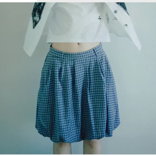 나이스고스트클럽 체크 벌룬 레이어드 스커트 팬츠 s사이즈 치마바지