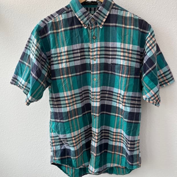 에디바우어 빈티지 마드라스 체크 반팔 셔츠 그린 M 