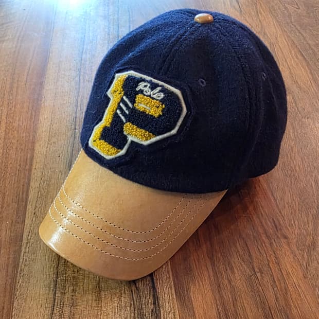 [새제품] 랄프로렌 울 레더 레터맨 볼캡 / 한정판 초레어