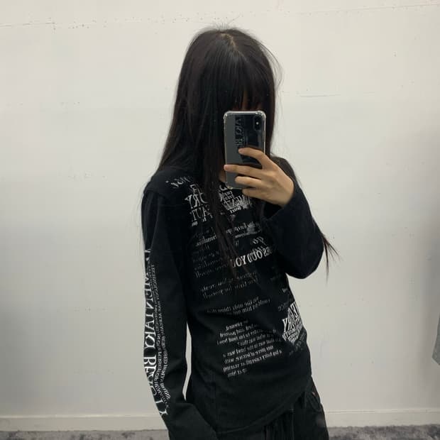 Fly beans 펑크 글리터 프린팅 y2k 롱슬리브