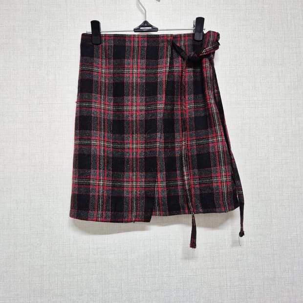 체크 랩 스커트 미니 스커트