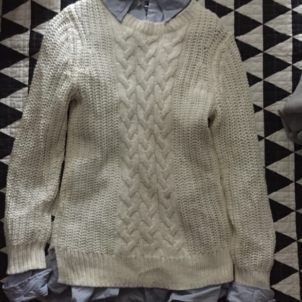 꽈배기 흰색 니트 폴로 셔츠 세트