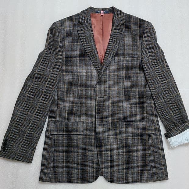 Falabella 체크 블레이저 투버튼 그레이-연브라운 L-XL