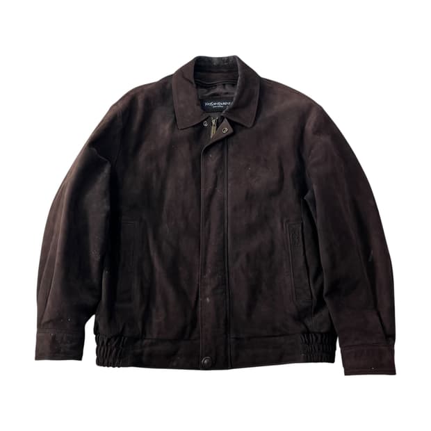 100 입생로랑 90s 스웨이드 블루종 자켓