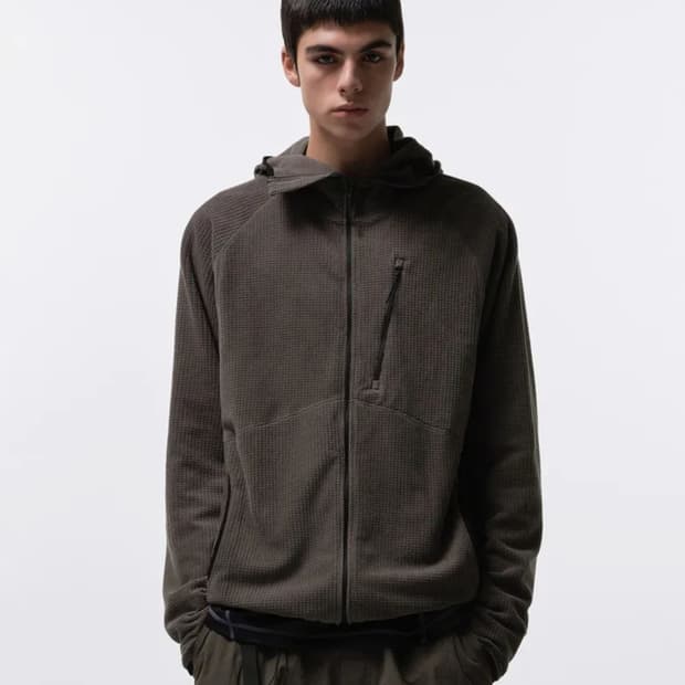 무신사 스탠다드 시티 레저 플리스 바라클라바 후디드 집업 머드그레이 L