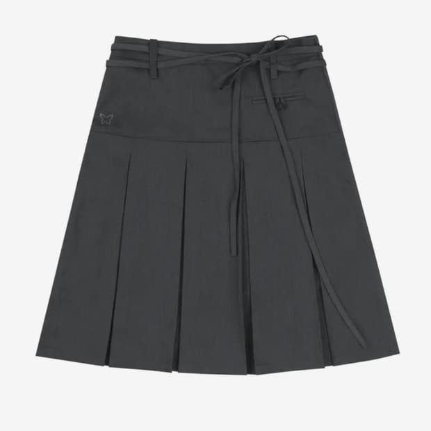 팬시클럽 플리츠 미디 스커트