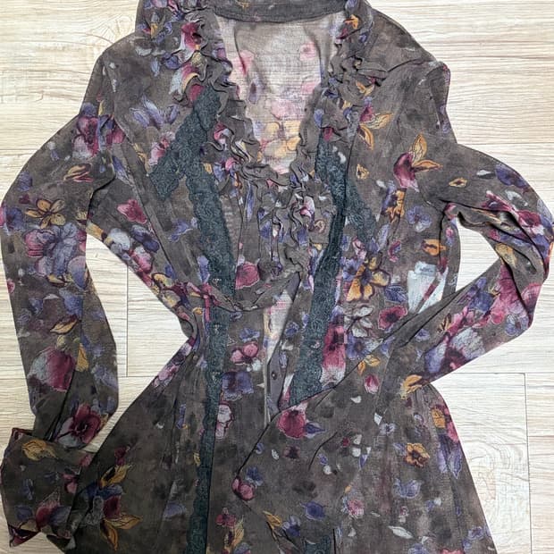 빈티지 브라운 오리엔탈 가디건