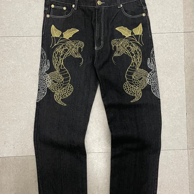 (빈티지)Crown Holder 크라운 홀더 코브라 와이드 데님 팬츠