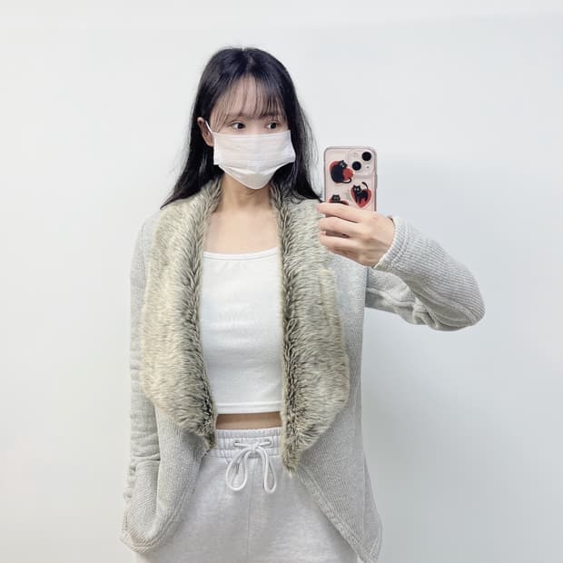 알마니 익스체인지 퍼 가디건 자켓