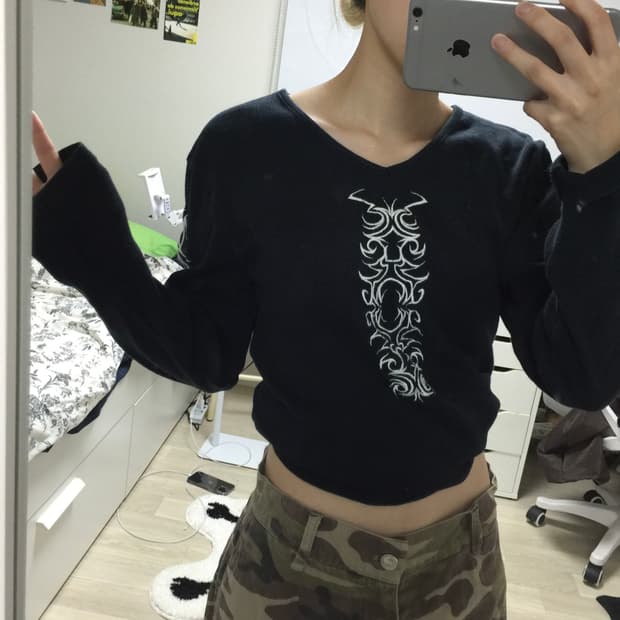 빈티지 슬리브니트 