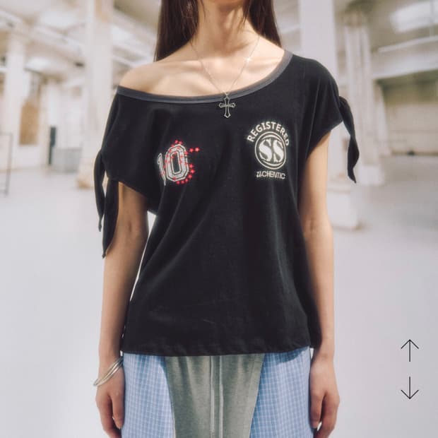 솜속 FAY NUMBERING TIED TOP_BLACK