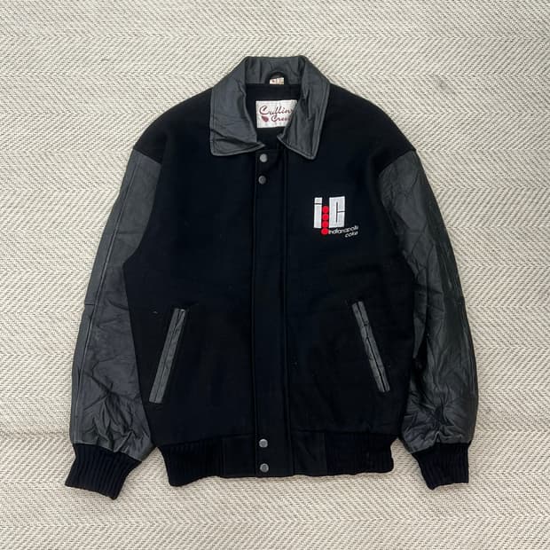 레더 소매 바시티 자켓 r2667