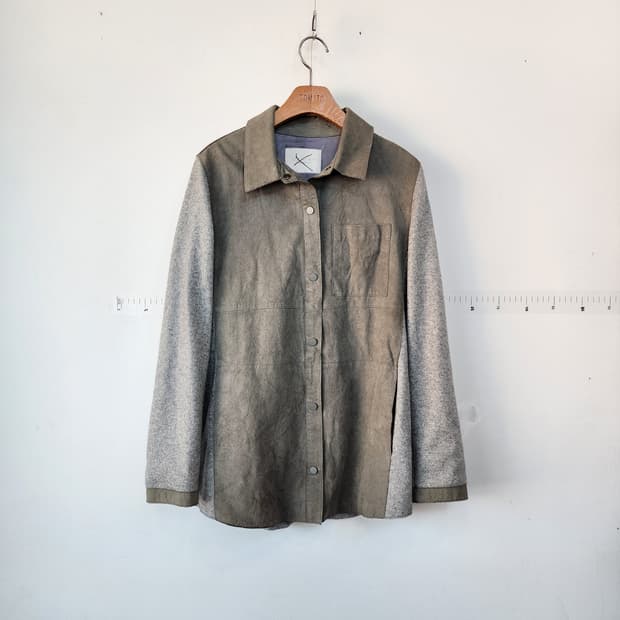 데미안 배색 셔츠 자켓