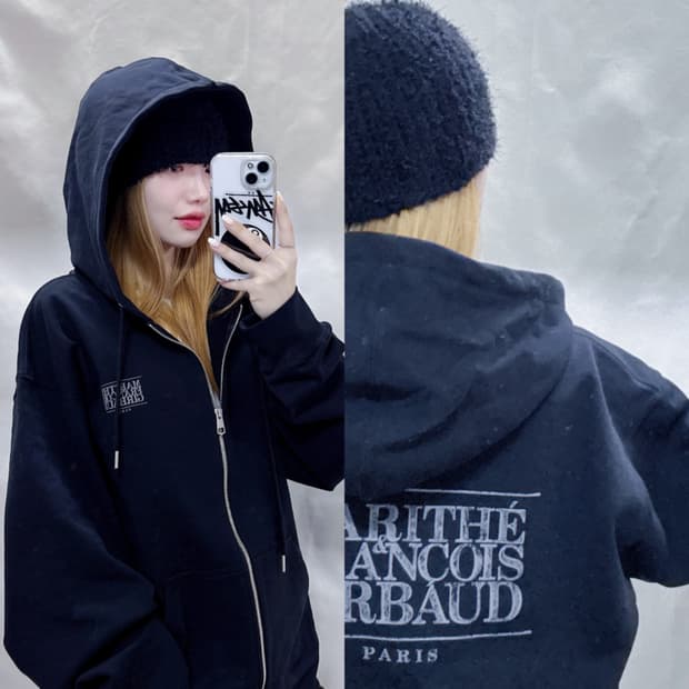 마리떼 프랑소와저버 빅로고 후드집업 