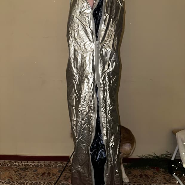 실버 메탈릳 사이드 지퍼 팬츠