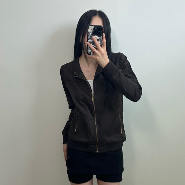 아디다스 자수로고 브라운 바람막이 자켓