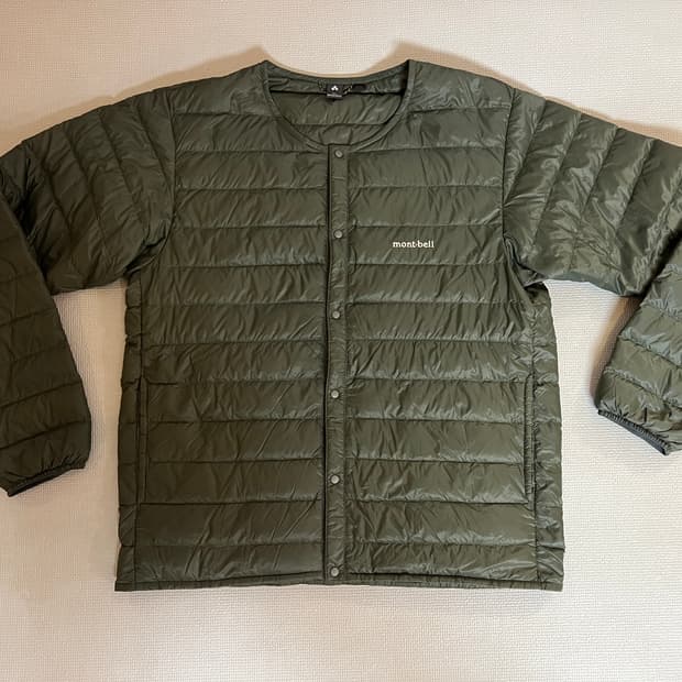몽벨 수페리어 다운 라운드넥 800필 긴팔 경량패딩(올리브) XL