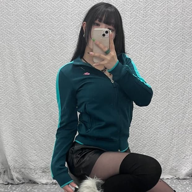 나이키 레트로 Y2K 90's 네온민트 슬림핏 져지 집업 M C09141