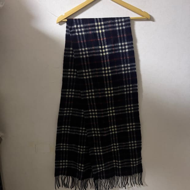 버버리 캐시미어 노바체크 머플러 네이비