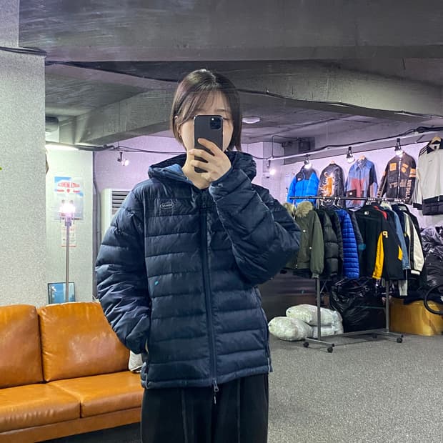 Mmlg 네이비 스몰로고 경량패딩 B3206