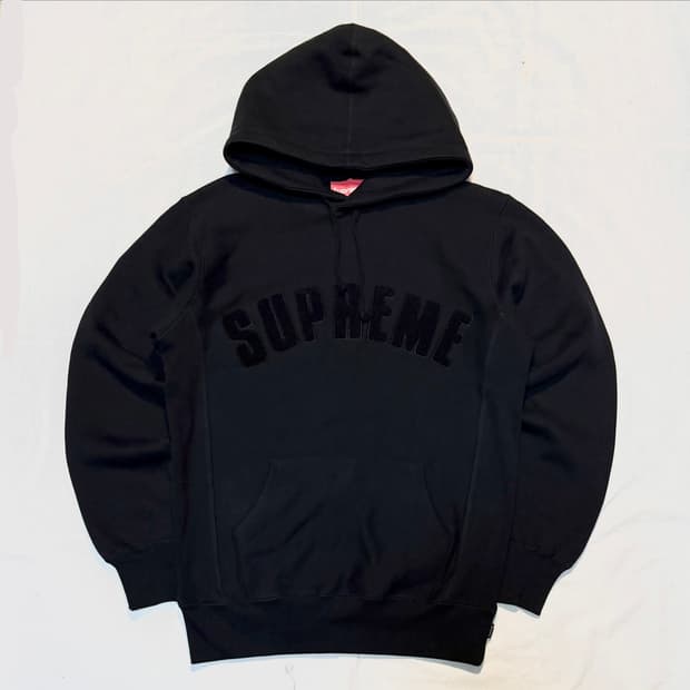 슈프림 17ss 셔닐 아크로고 후드티 블랙