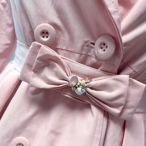 히메갸루 리본쥬얼 핑크 트렌치코트