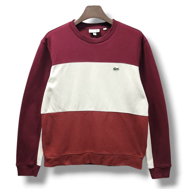 [L] 라코스테 컬러블록 크루넥 기모 스웻셔츠 맨투맨