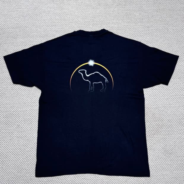 (XL) 9Os 빈티지 카멜 프로모 이클립스 포켓 티셔츠