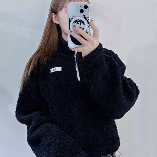 나이키 블랙 후리스 반집업