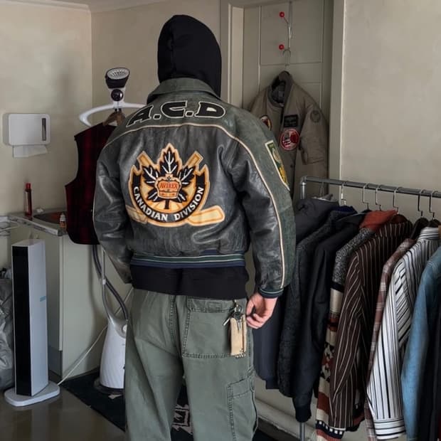 90s 아비렉스 avirex 캐나디언디비전 하키팀 레더 바시티 자켓