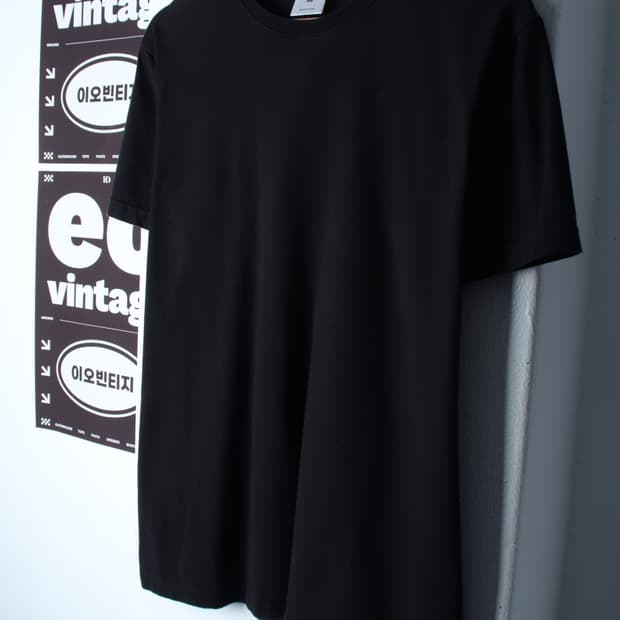 (XL-2XL) 허그본 반팔 티셔츠 머슬핏 무지 블랙-H34634