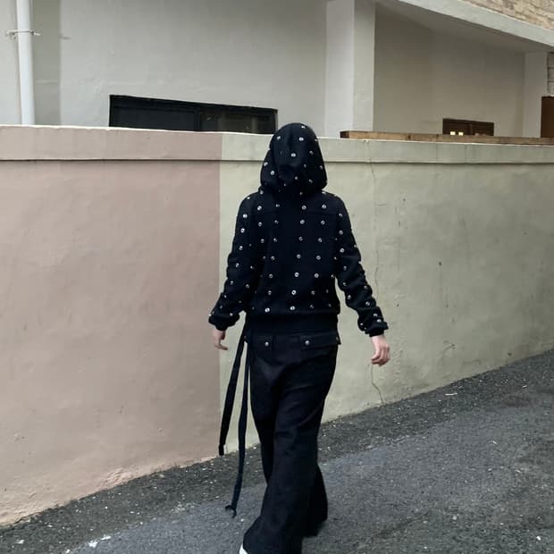 릭오웬스다크쉐도우 스터드 후드집업 M