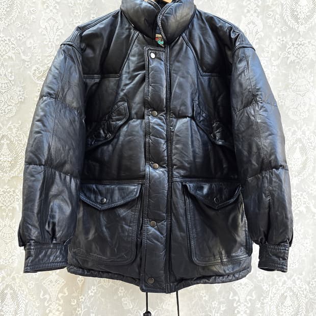 90s 웨스턴 카우레더 다운 패딩