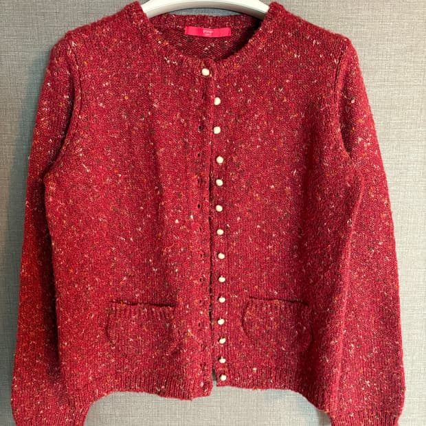 Graniph Lady F 레드 트위드 가디건