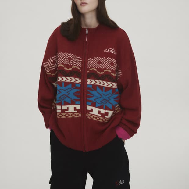 테켓 니트 집업 L