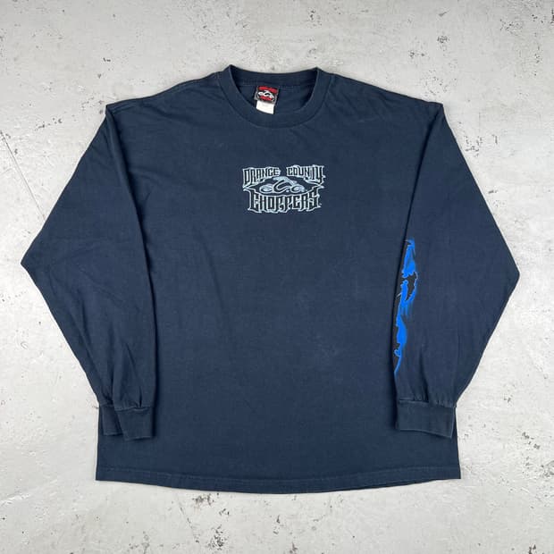 빈티지 오렌지 카운티 차퍼스 블루 플레임 소드 롱슬리브