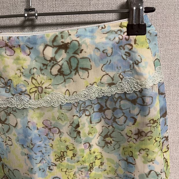 [플로럴 / 페어리 / set] 플로럴 언발 미디 스커트 & 프릴 셔츠