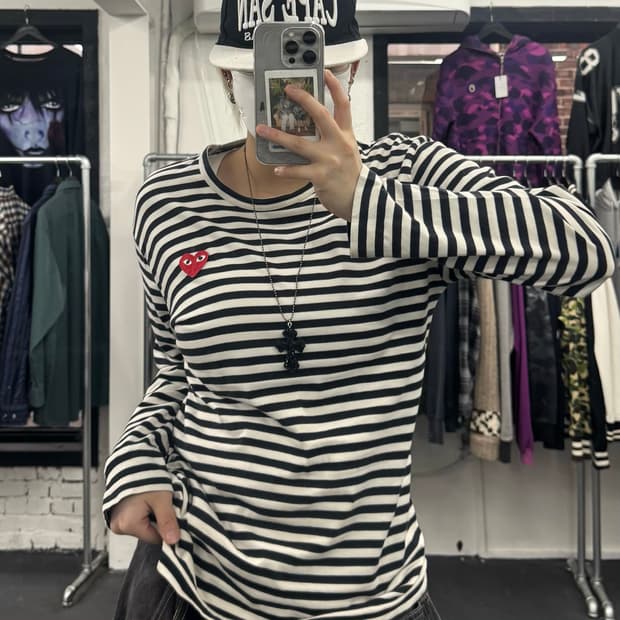 꼼데가르송 스트라이프 롱슬리브