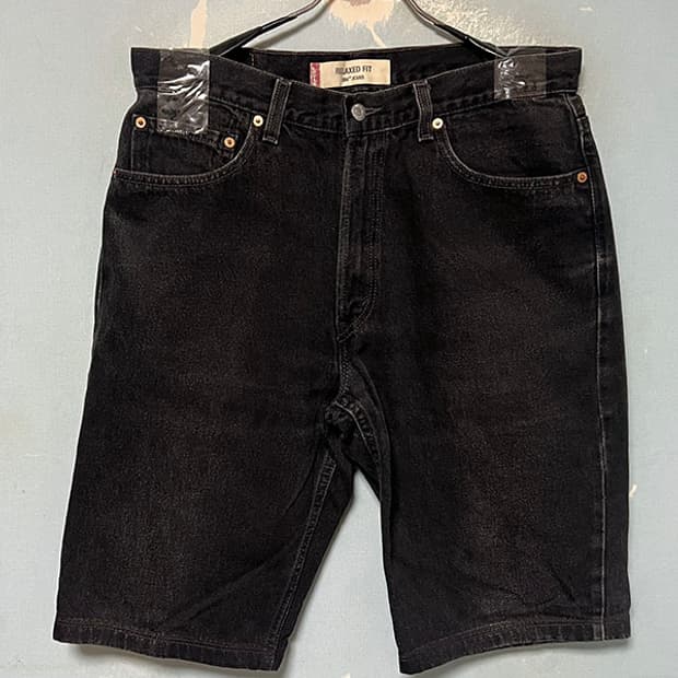 리바이스550 00s 남자 청반바지 데님쇼츠 릴렉스핏 흑청 L 32